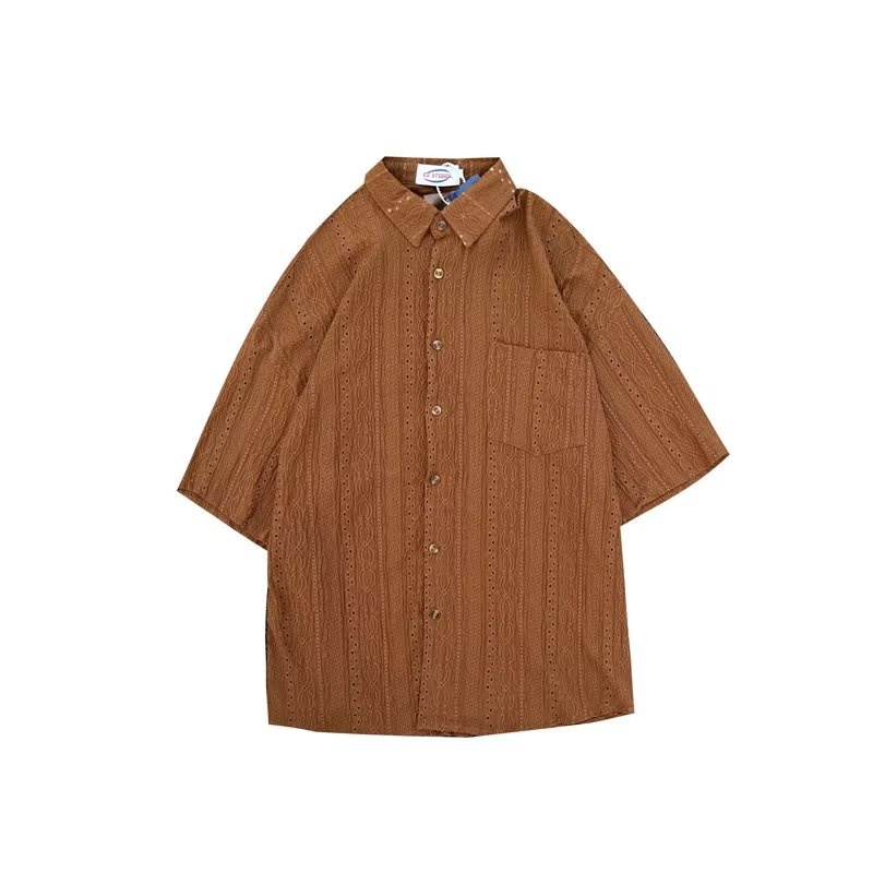 Áo Sơ Mi Tay Ngắn Cổ Vuông Màu Trơn Phong Cách Hàn Quốc Thời Trang Mùa Hè 2023 Cho Nam