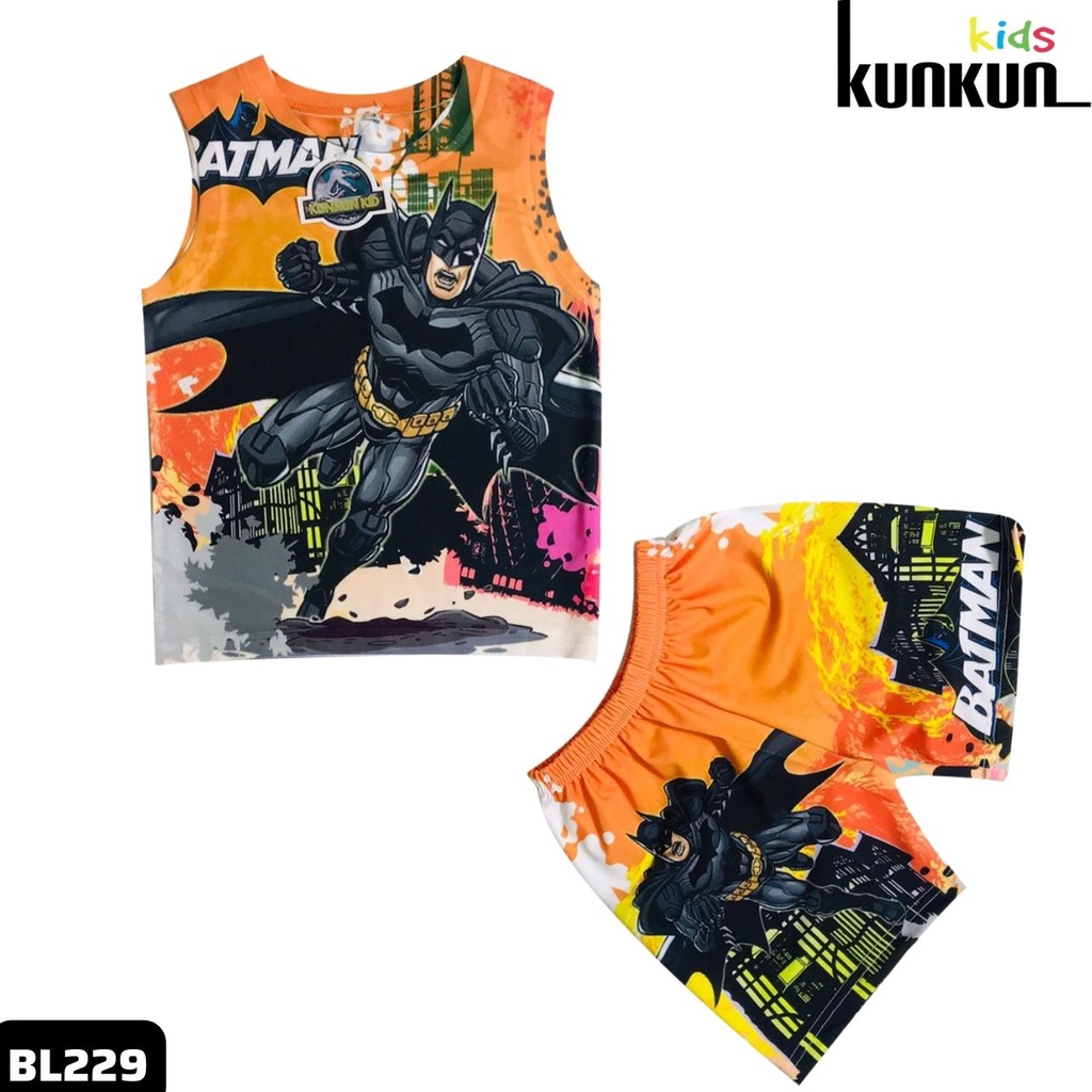 Quần áo bé trai in 3D hình người dơi batman size đại từ 10-60kg KunKun Kid BL229 - Bộ ba lỗ thun lạnh