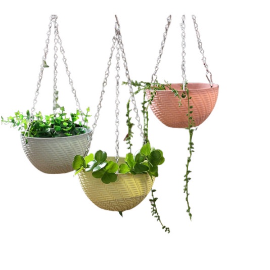 Dây xích treo chậu hoa 3 điểm bằng sắt tiện dụng cho sân vườn