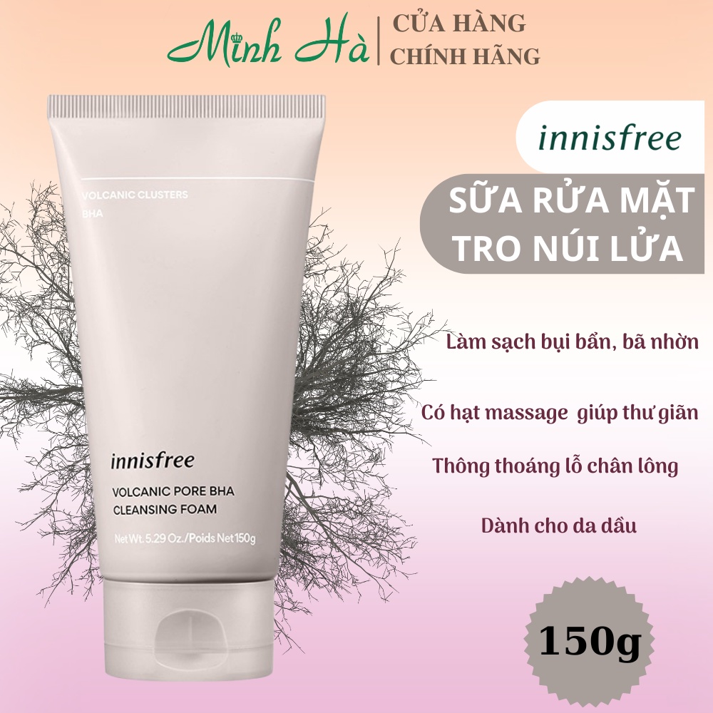 Sữa rửa mặt Innisfree Jeju Volcanic Pore Cleansing Foam EX tro núi lửa 150ml giảm mụn đầu đen