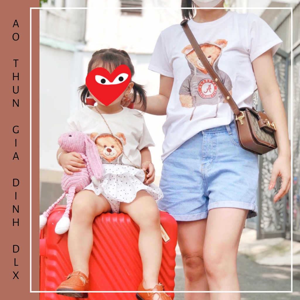 Áo Thun Gia Đình Mẹ Bé In Hình Gấu Búp Bê DLX