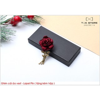 Ghim cài áo - lapel pin - Phụ kiện cài áo bông hồng cành kim loại