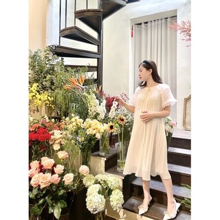 (Ảnh thật) Váy xếp ly tay bồng