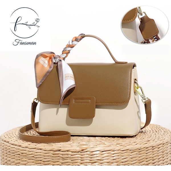 Túi xách nữ kèm dây lụa mềm mại FANSIMAN chính hãng da PU cao cấp, đeo vai, đeo chéo dáng trẻ trung FSH059