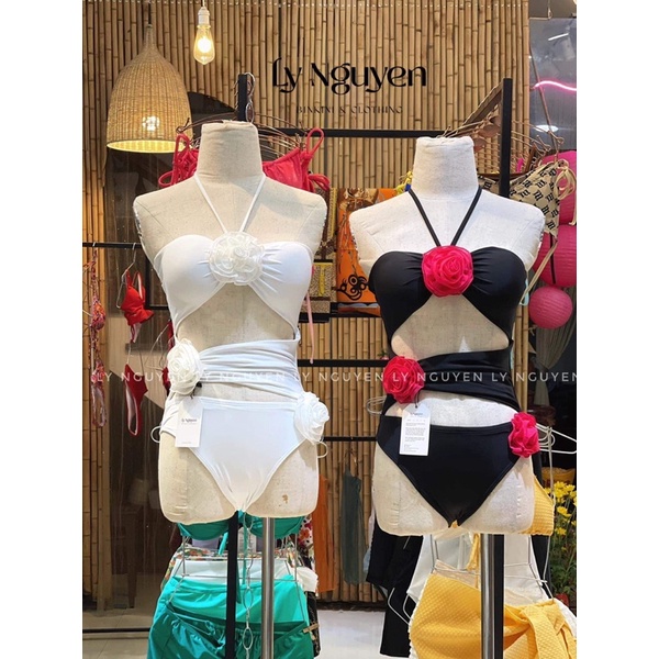 set liền đính hoa 2 màu đen và trắng