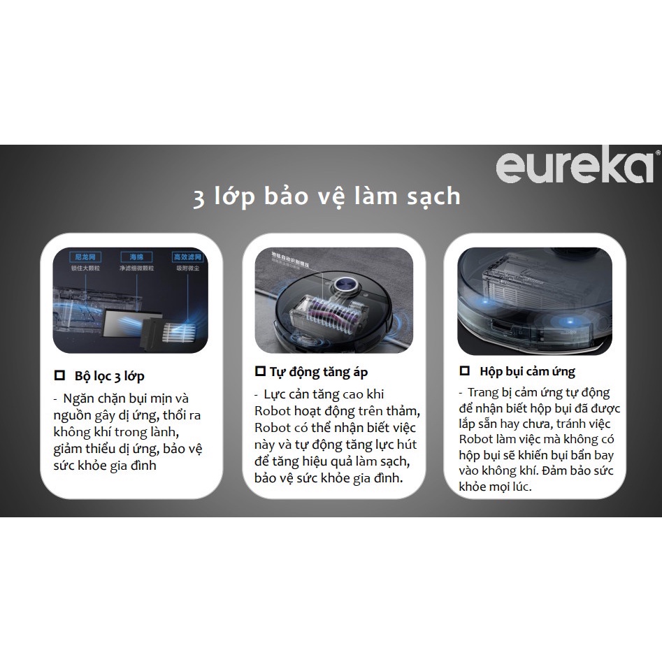 Robot Hút Bụi Lau Nhà Eureka NER 800 Điều Hướng Laser | Hàng Chính Hãng | Bảo Hành 12 Tháng | Mimax Store