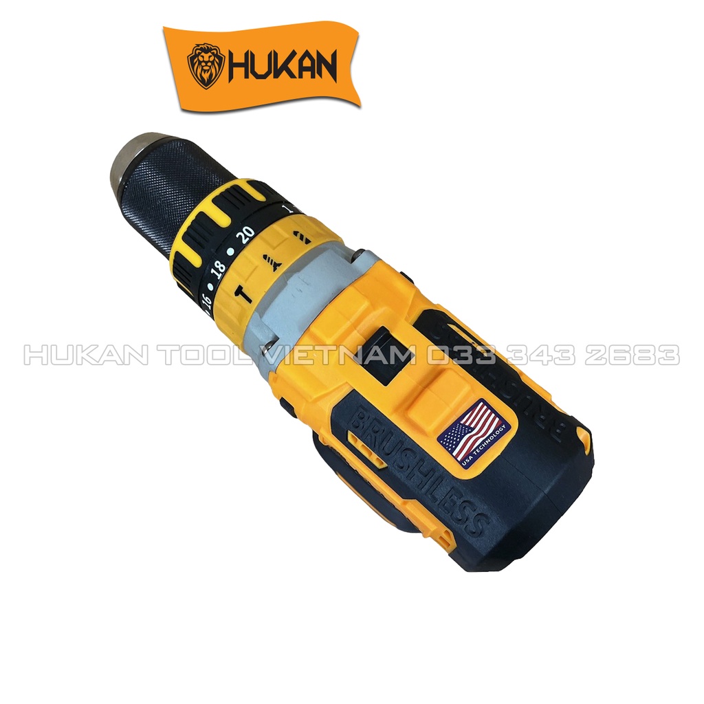 Thân máy khoan pin HUKAN Z1600BL, 3 chức năng, Đầu kẹp 13ly, Động cơ Không chổi Than Siêu mạnh mẽ bền bỉ