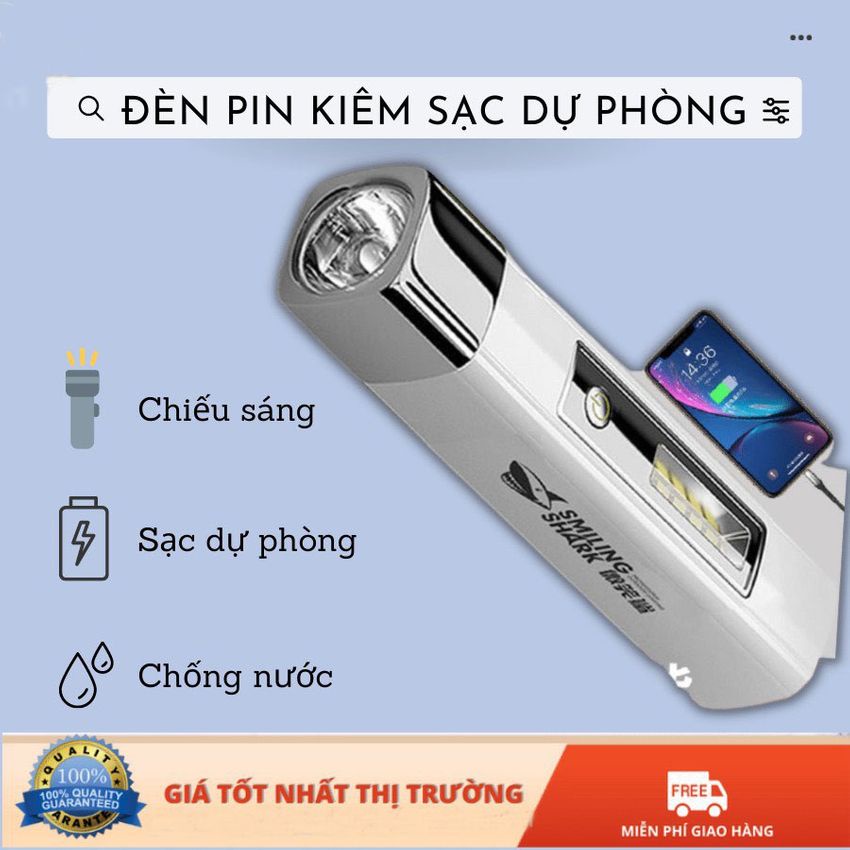 Đèn Pin 4 Chế Độ Tích Hợp Sạc Dự Phòng,USB, Đèn Sân Khấu Sáng Đa Năng Siêu Sáng