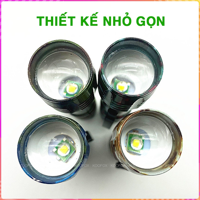Đèn Pin LED Mini Siêu Sáng Bỏ Túi Tiện Dụng Sạc USB Vỏ Hợp Kim Nhôm chống nước đa năng - KOOFOX