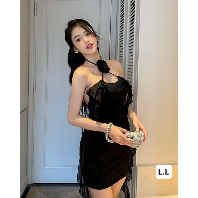 Đầm Ôm Body Bèo Tua Rua Đính Hoa Quyến Rũ