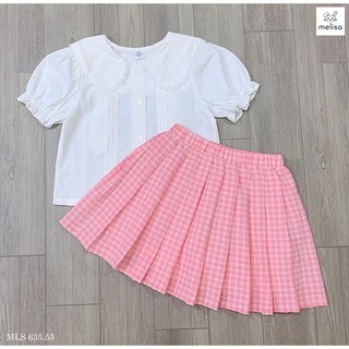 Set Melisa trắng kẻ Hồng