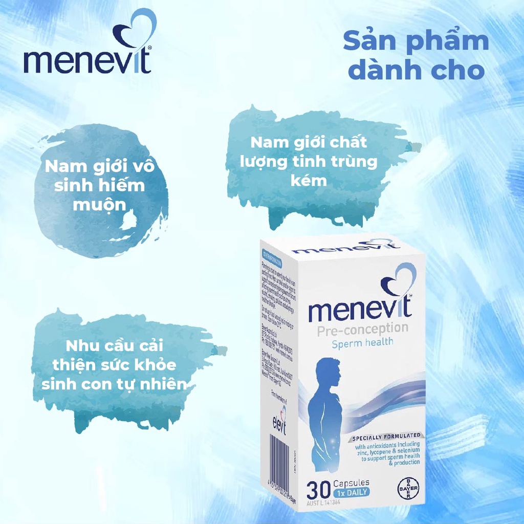 Viên uống tăng chất lượng tinh trùng Bayer Menevit Cho Nam Giới 30 viên của Úc