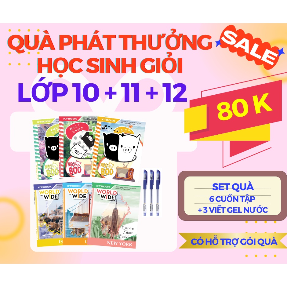 Combo quà tập học sinh cao cấp KTBOOK phát thưởng dành cho học sinh giỏi lớp 10,11,12