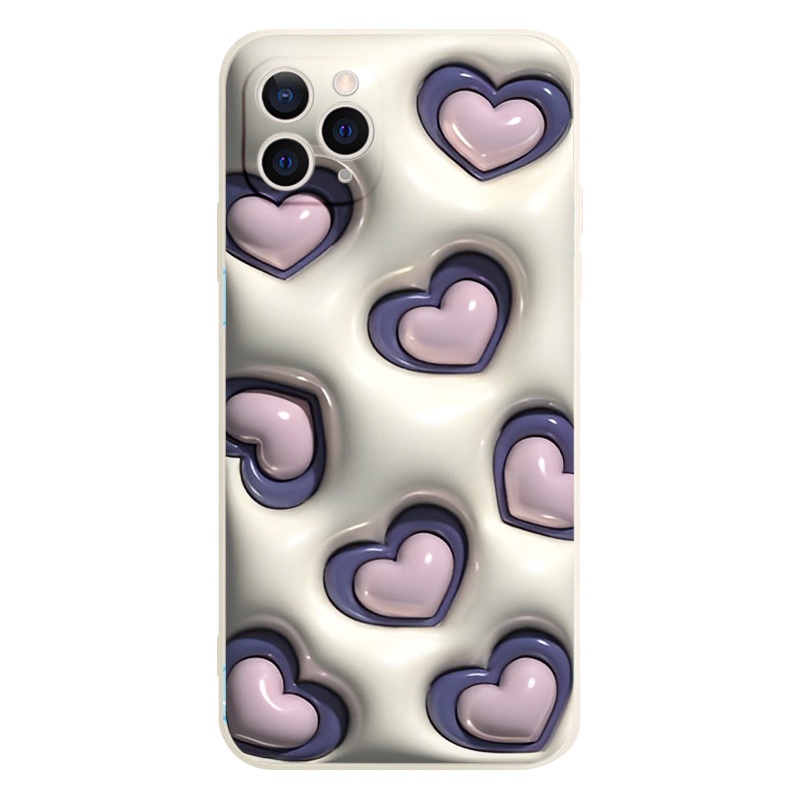 Ốp Điện Thoại Độc Đáo nhiều tim tím Cho iPhone 7 8plus SE X Xs 11 11pro 11promax 12pro 13 13Pro 13Prm e5100