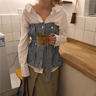 Pur. studio - set áo sơ- mi + áo denim có bán rời