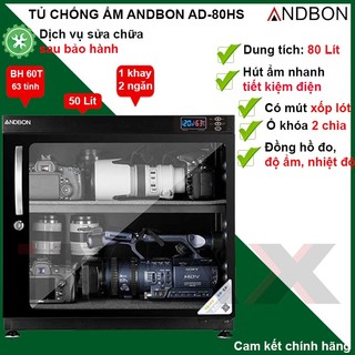 Tủ chống ẩm máy quay 80 lít ngang chính hãng andbon ad-80hc, ad-80hs