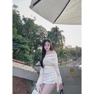 Set - áo ren trễ vai tiểu thư