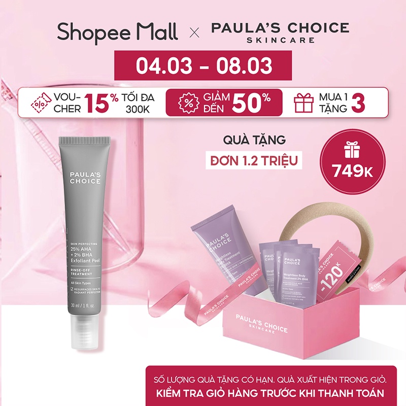 Tinh chất thay da sinh học, tái tạo tế bào mới Paula's Choice 25% AHA + 2% BHA Exfoliant Peel 30ml - 9560