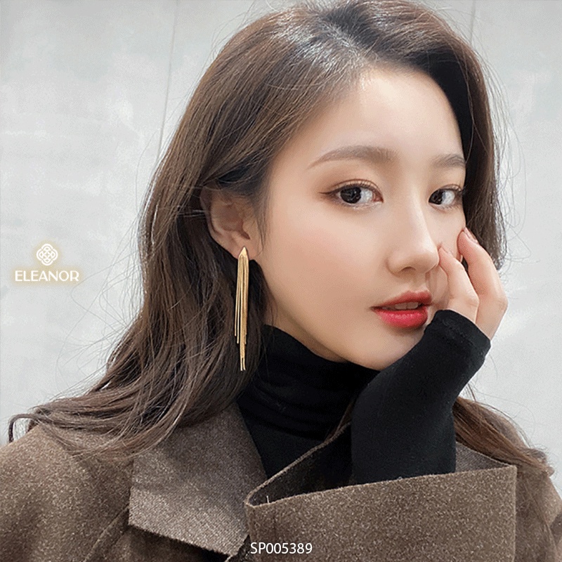 Bông tai nữ chuôi bạc 925 Eleanor Accessories dáng dài sợi tua rua phụ kiện trang sức 5389