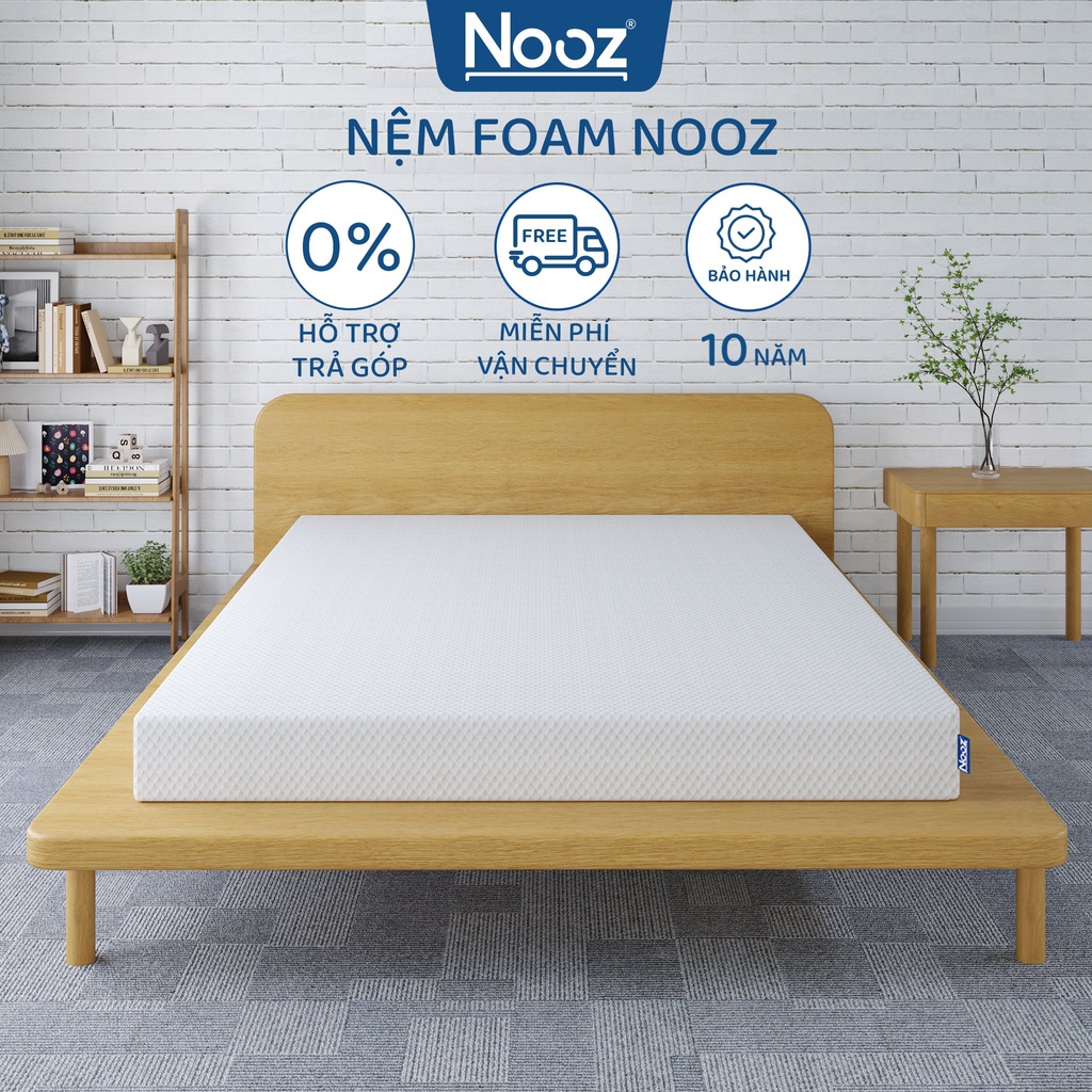 Nệm Foam Nooz Home Goods Tiêu Chuẩn CertiPUR-US Với Hai Tầng Foam Nâng Đỡ Ruột Đệm Cao Su Non Vỏ Đệm Tencel