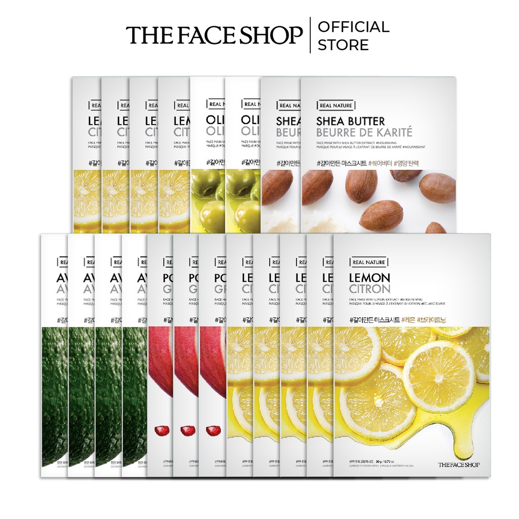 Combo 20 Mặt Nạ Real Nature Dưỡng Da THE FACE SHOP  20g