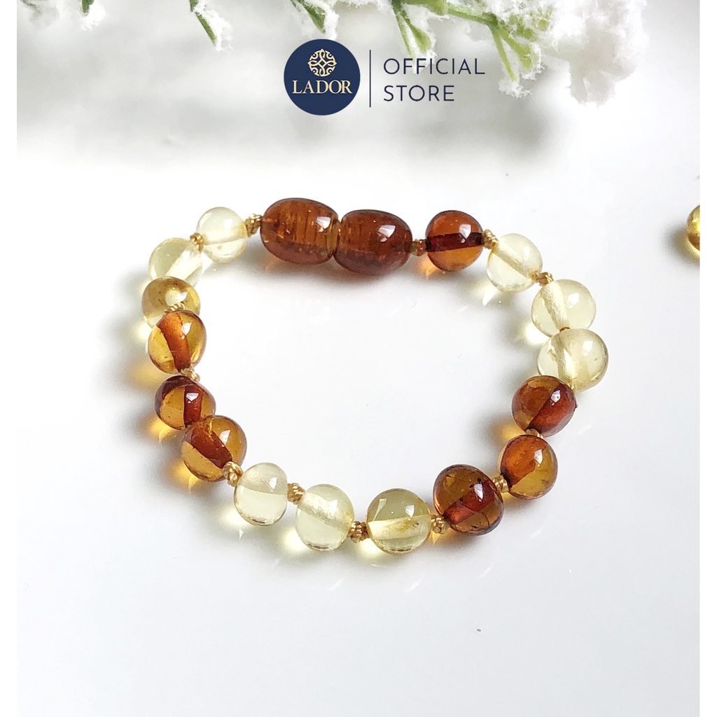 Vòng tay Amber hạt tròn tự nhiên cho bé - Trang sức Lador - LD00019