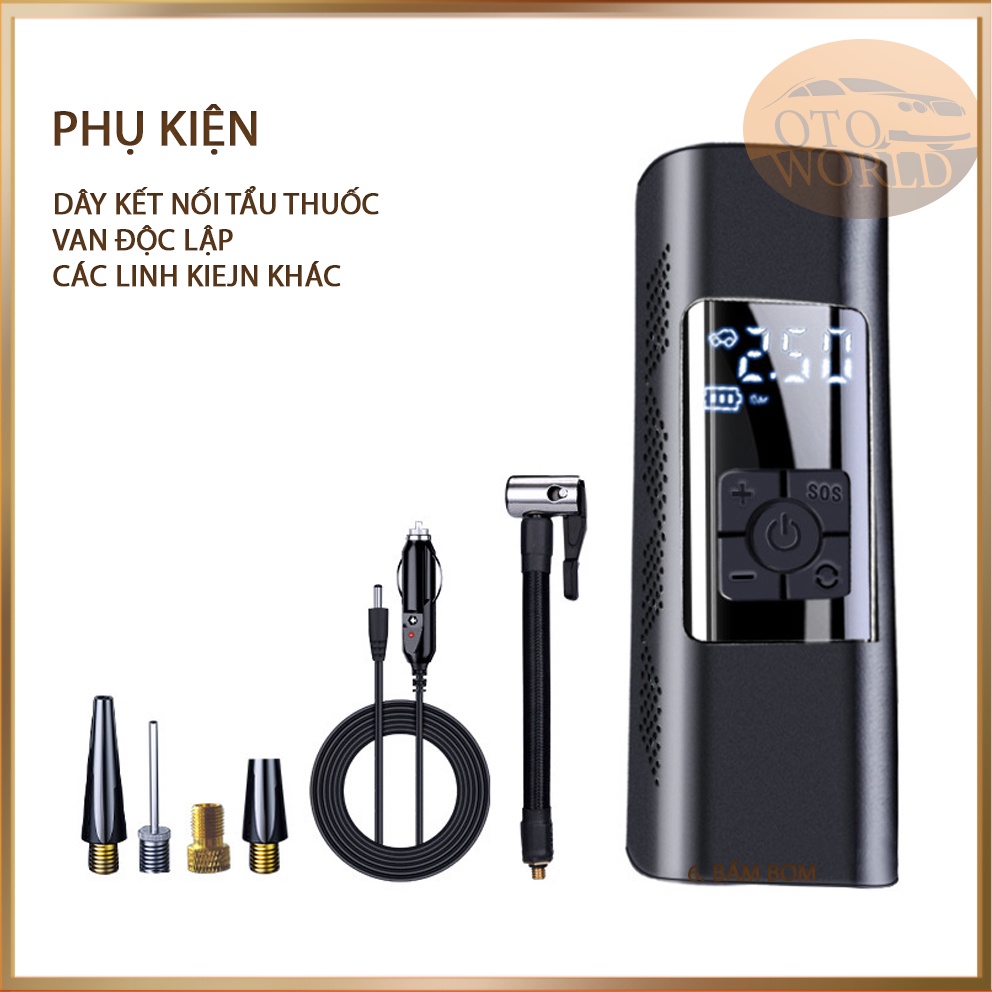 MÁY BƠM LỐP Ô TÔ CẦM TAY GỌN NHẸ - CÔNG NGHỆ PIN LITHIUM MỚI TÍCH HỢP ĐÈN PIN SOI SÁNG