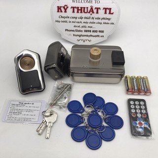 [BH 12T] Khoá Cổng thẻ từ, khóa cơ chạy bằng pin 2AA