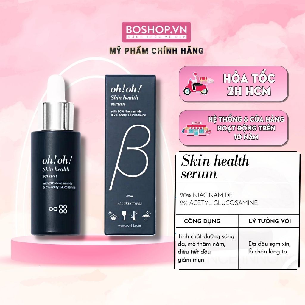 Tinh Chất Sáng Da 20% Niacinamide Oh!Oh! Skin Health Serum & 2% Acetyl Glucosamine 30ml