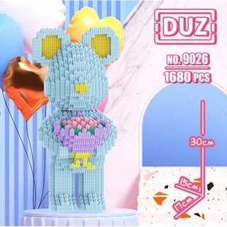 ĐÒ CHƠI LẮP RÁP LE GO BEARBRICK CẦM HOA 30cm