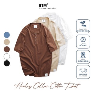 Áo thun cộc tay btm vải cotton xược cổ henley - 8.562 - btm studios