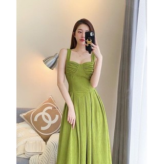 ĐẦM MIDI  2 DÂY XOÈ XANH NHÍU ✨✨