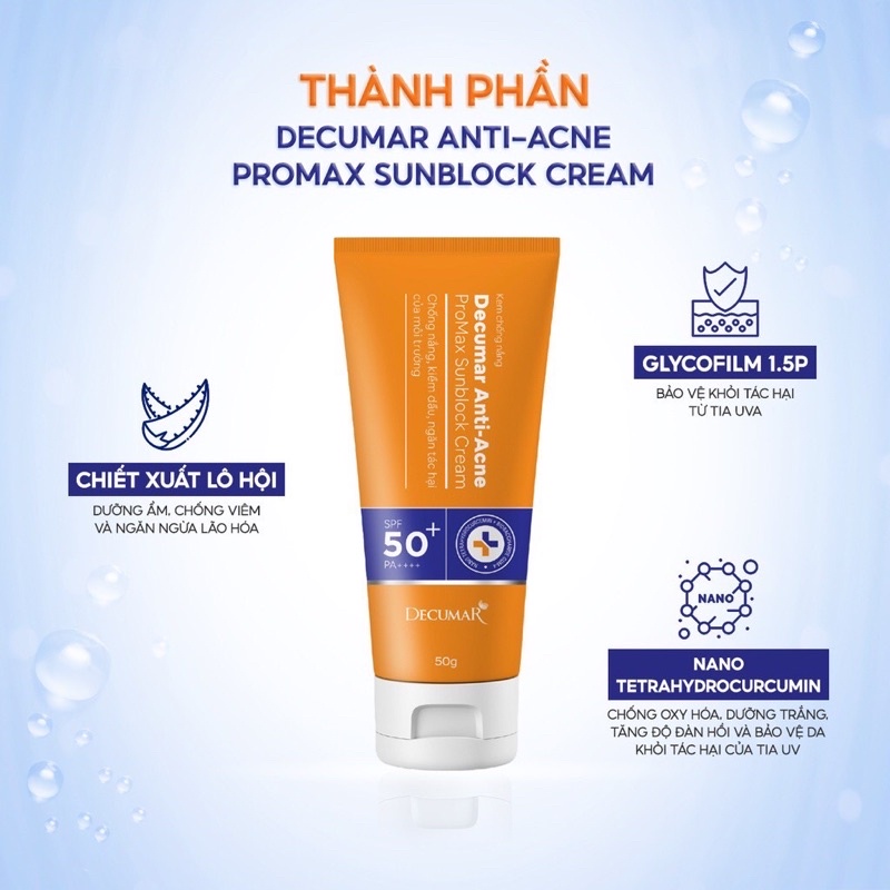 KEM CHỐNG NẮNG DÀNH CHO DA MỤN DECUMAR ANTI-ACNE PROMAX SUNBLOCK CREAM