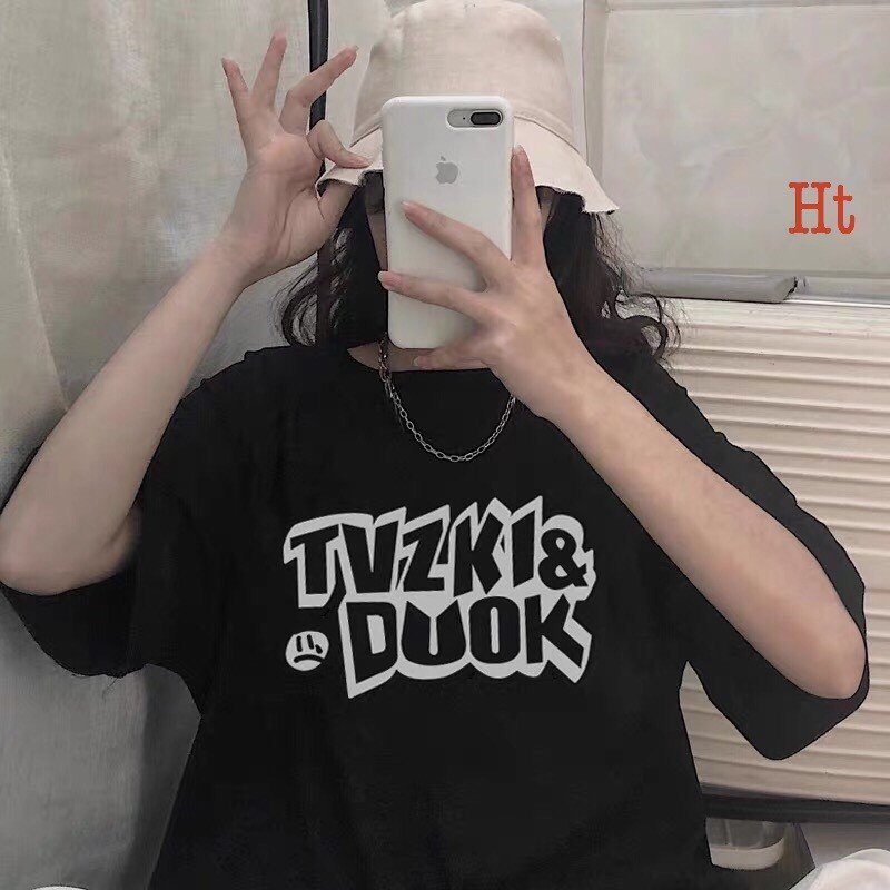 Áo thun nữ TVZKI & DUOK ,áo phông cotton su chất trơn unisex form dáng thụng rộng tay lỡ chất màu đen trắng