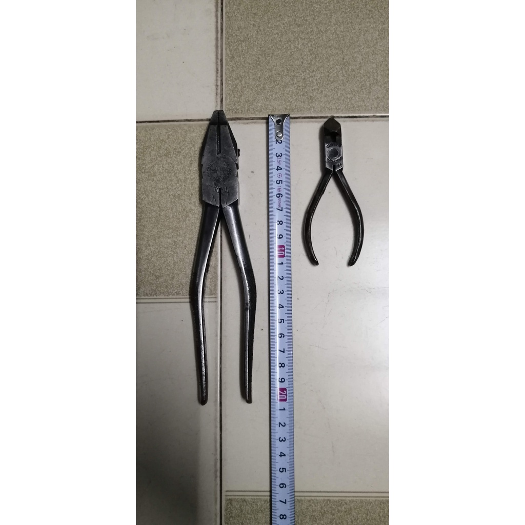 Combo kìm bãi: Kìm nguội FUJIYA 21cm lưỡi tòe + kìm cắt VICTOR 11cm mẻ đầu nhọn