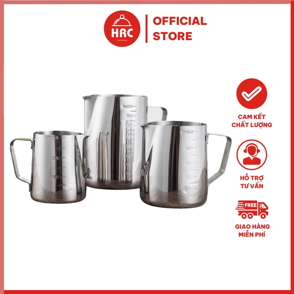 Ca đánh sữa inox 150ml - 350ml - 550ml - 900ml (100% inox 304) không nắp