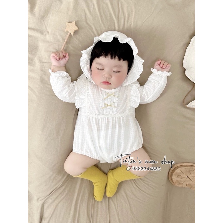 Sét body chip cánh tiên đầy tháng/ thôi nôi cho bé gái kèm mũ
