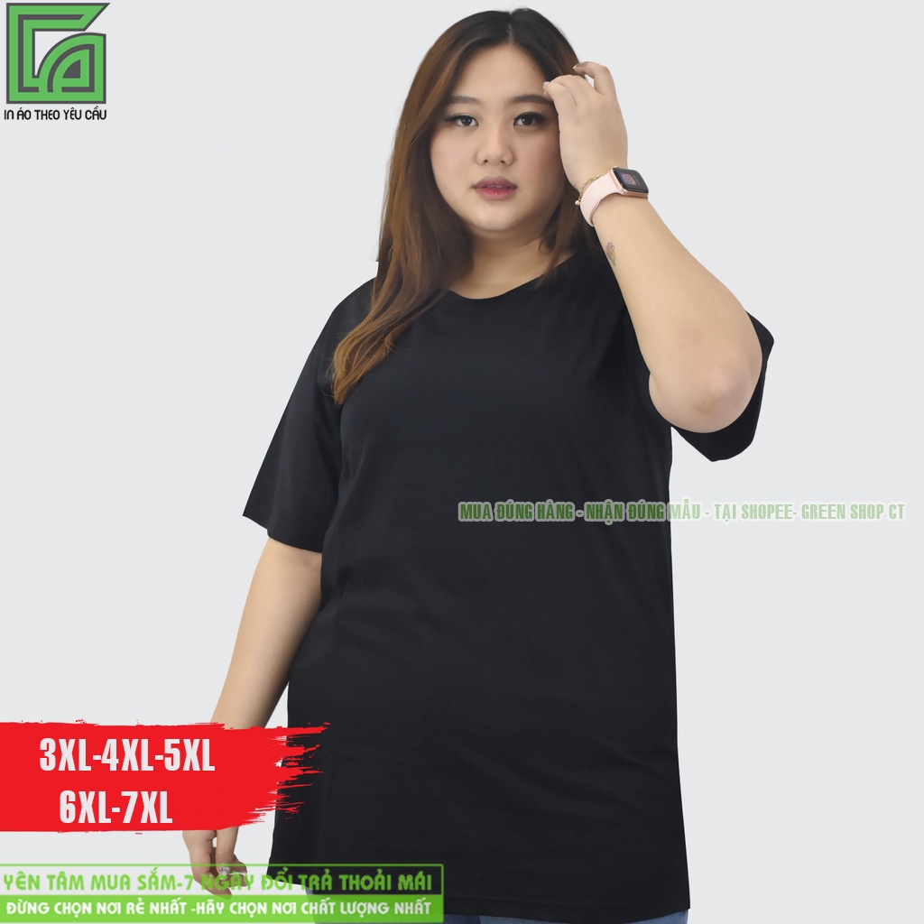 Áo thun Trơn Màu Đen Nữ Nam Big Size 100kg trở lên ( 3XL 4XL 5XL 6XL 7XL ) - Vải thun Cotton