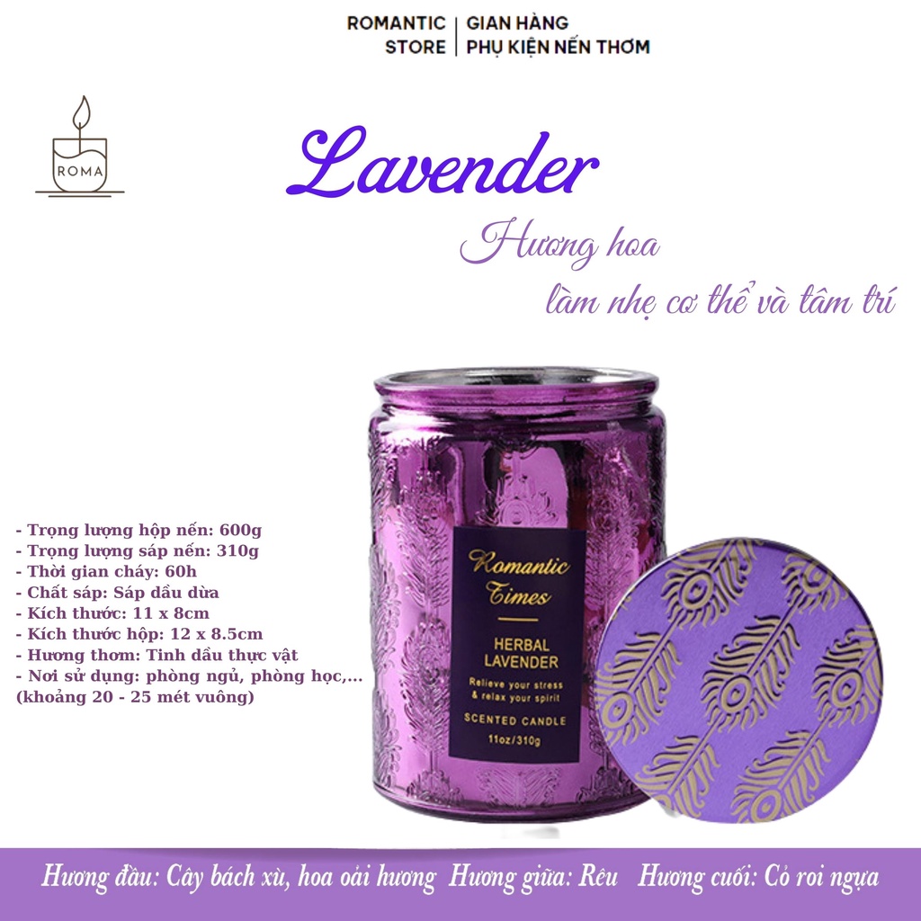 Nến Thơm Tinh Dầu Không Khói Hương Tự Nhiên Nến Ba Tầng Hương Romantics Times Trang Trí Quà Tặng Candle cup 600g