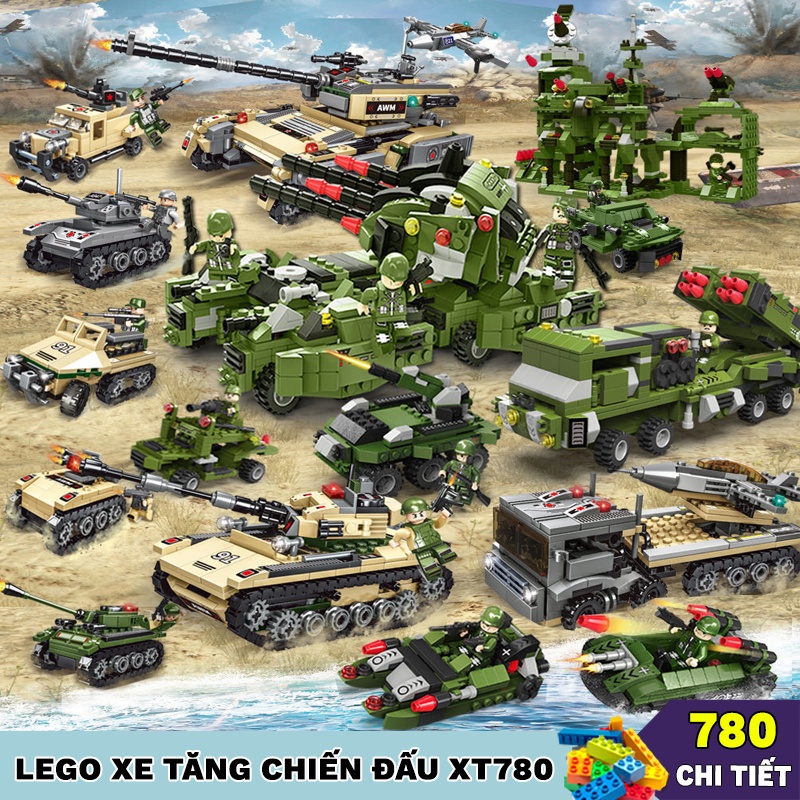 Đồ chơi lego xe tăng XT780 lắp ráp xe bọc thép, máy bay chiến đấu
