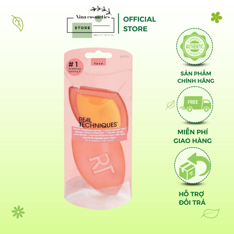 Mút Trang Điểm Kèm Case Đựng Mút Real  Techniques Miracle  Complexion Sponge