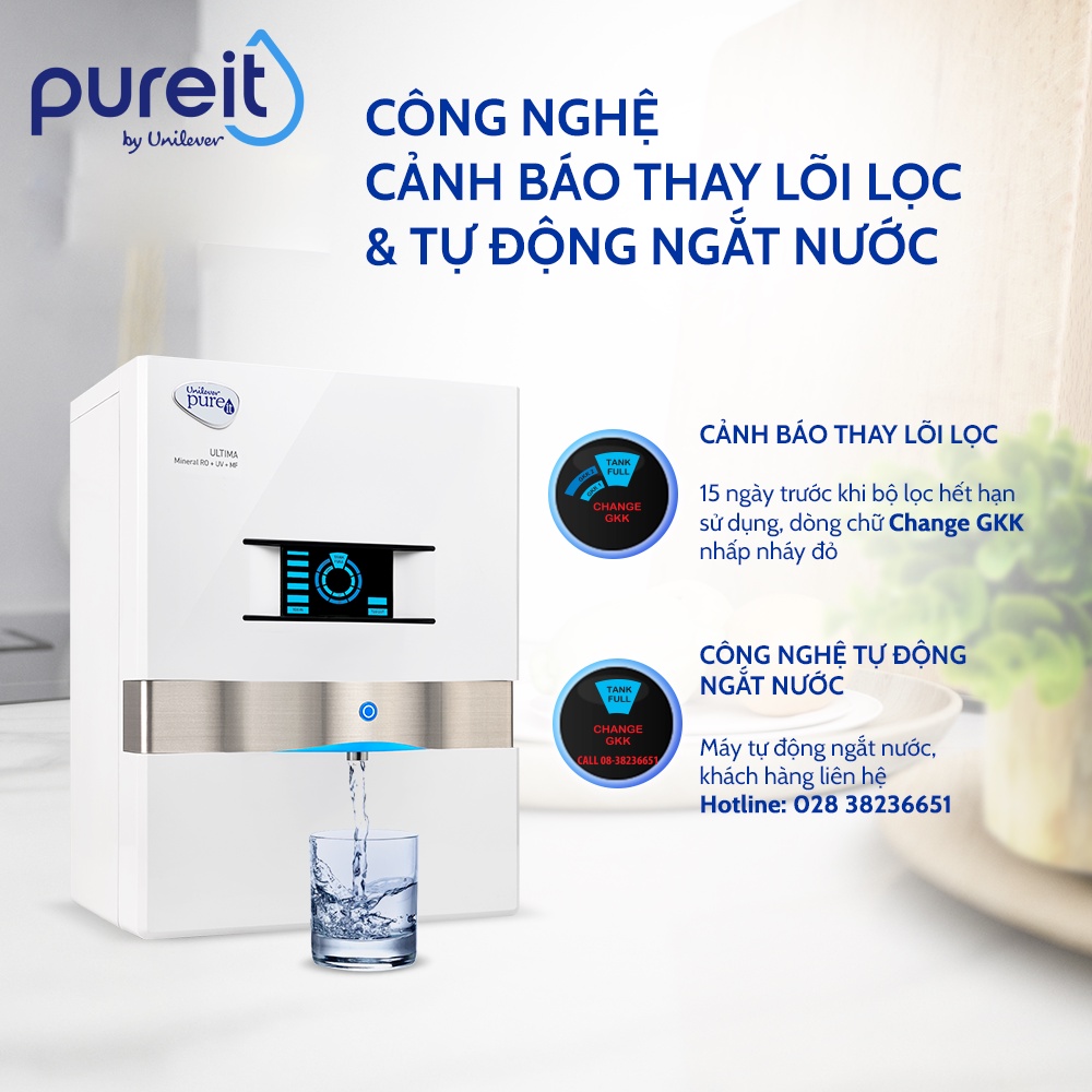 [COMBO TIẾT KIỆM] Máy Lọc Nước Pureit Ultima Trắng + Lõi lọc thô + Bộ lọc thay thế Pureit Ultima 1 (GKK1)