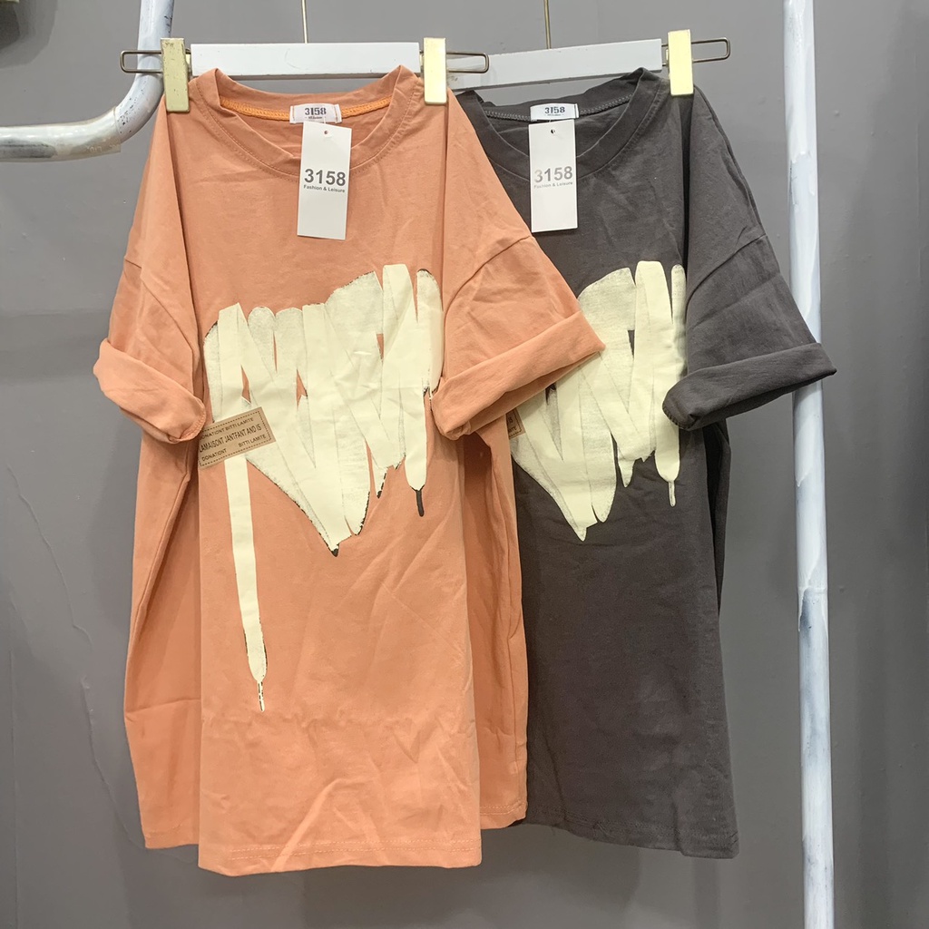 Áo Thun Phông 3158 Nam Nữ Tay Lỡ Form To Rộng in Nổi