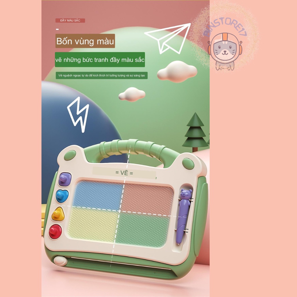 Bảng Vẽ Tự Xóa Cho Bé Thông Minh Có Chân Bàn, Bảng Từ Tính Tập Viết, Tập Vẽ Cho Bé - Binstore17
