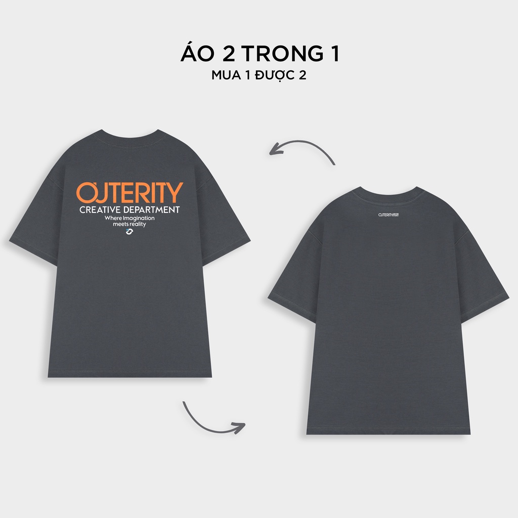 Áo thun 2 mặt nam nữ unisex Outerity Double Tee Collection - Fried Egg / Xám Đậm - ATO1016