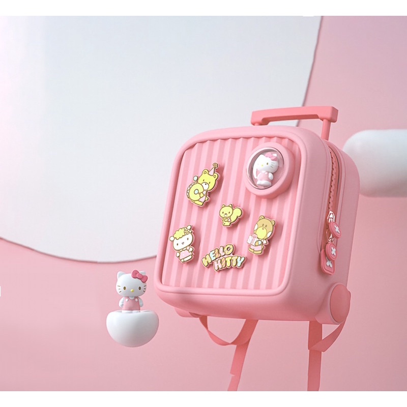 balo hello kitty gắn sticker cho bé gái mầm non