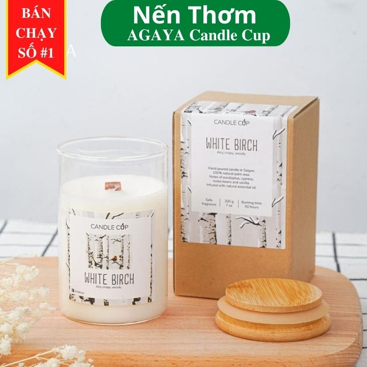 Nến thơm hương gỗ không khói cao cấp Agaya Candle Cup tinh dầu thiên nhiên - Hương WHITE BIRCH