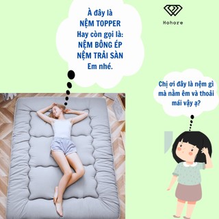 Nệm topper, nệm bông ép cao cấp, đệm, nệm xuất nhật fukozi, kích thước 1mx2m, 1m4x2m,1m6x2m