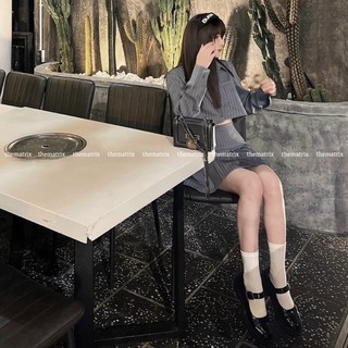 Jena Set - Áo sơmi croptop kèm chân váy
