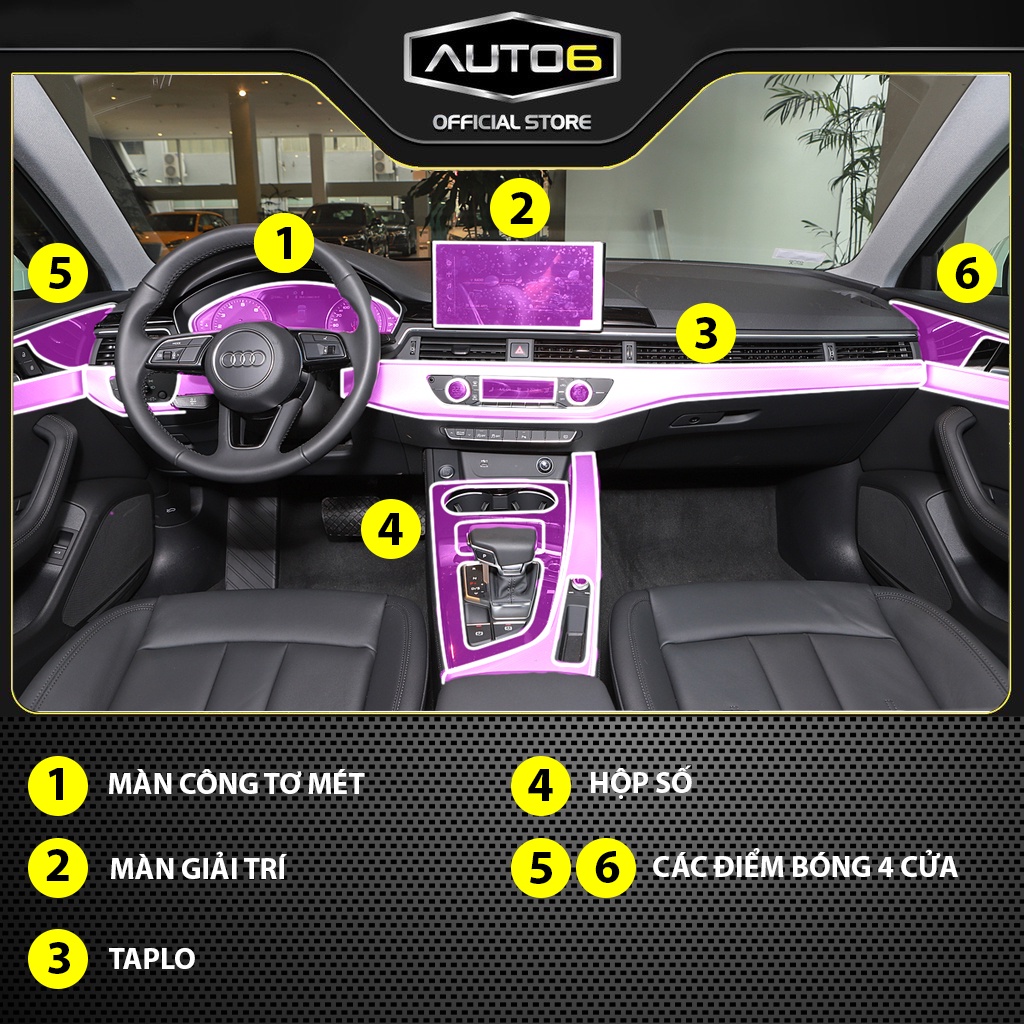 AUDI A4 2020-2023 - Film PPF dán bảo vệ nội thất ô tô - AUTO6 &lt; Chống xước và che mờ các vết xước cũ hiệu quả &gt;